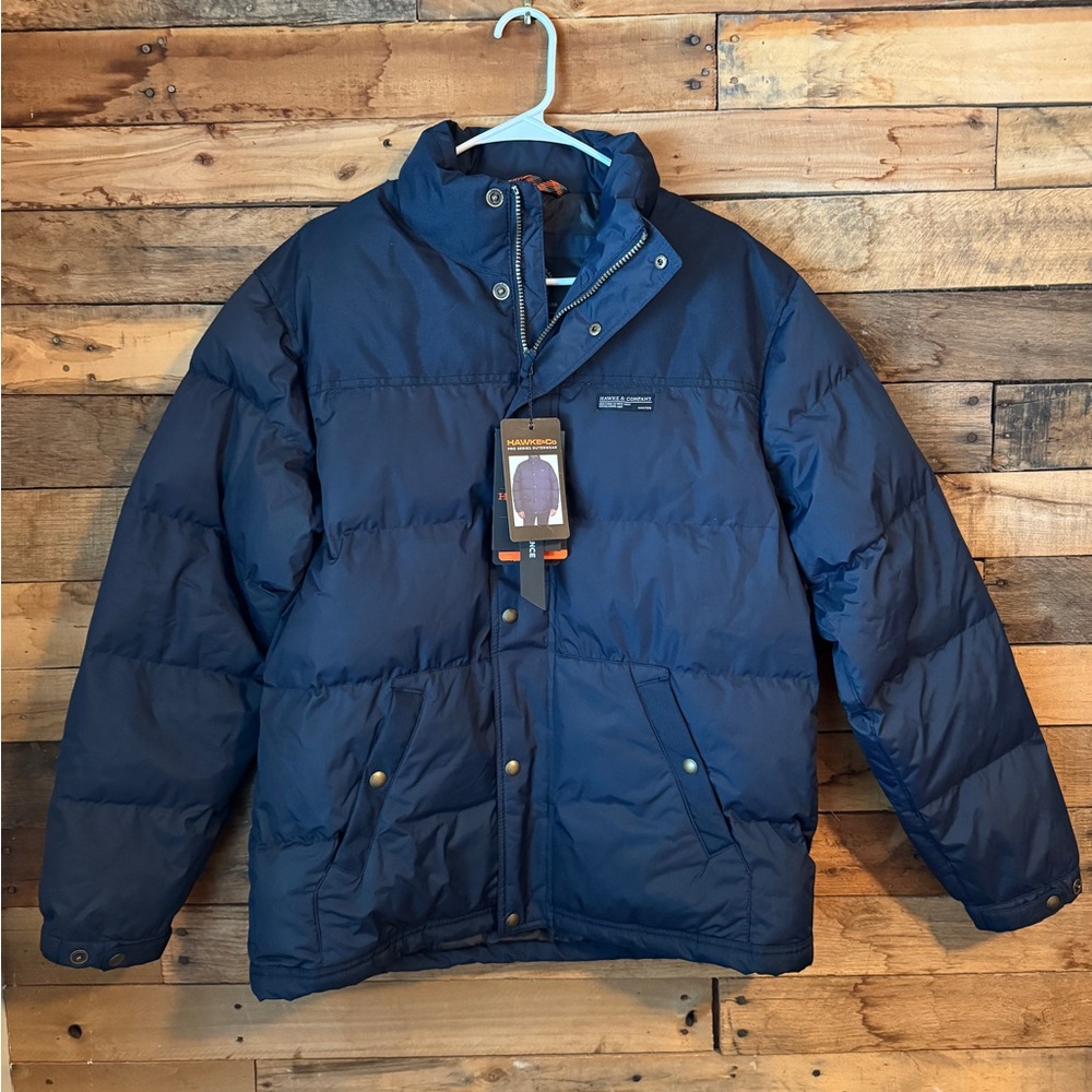 *New* Men’s Hawke & Co Blue Puffer Jacket with Stand-Up Collar